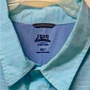 Izod Saltwater relaxed 3XLT light turquoise button up shirt